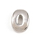 Brass Beads, Long-Lasting Plated, Rack Plating, Lead Free & Cadmium Free, Platinum, Letter O, 14x10x5mm, Hole: 11x3mm