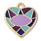Zinc Alloy Enamel Pendants, Golden, Heart Charm, Purple, 27x25x2mm, Hole: 3mm