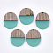 Resin & Wenge Wood Pendants, Oval, Medium Turquoise, 44.5x34.5~35.5x3~4mm, Hole: 2mm