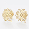 304 Stainless Steel Stud Earring Findings, with Loop, Flower, Golden, 17x14.5mm, Hole: 1mm, pin: 0.7mm
