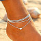Beach Alloy Heart Multi-strand Anklets for Women, Platinum, 18-1/8 inch(460mm), 2pcs/set