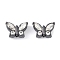 Alloy Beads, with Rhinestone, Butterfly, Black, 9.5x13.5x6mm, Hole: 1.6mm