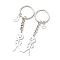 2Pcs 304 Stainless Steel  Keychains, with Iron Split key Rings, Human and Moon, Stainless Steel Color, 94mm