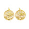 Rack Plating Brass Micro Pave Cubic Zirconia Pendants, Cadmium Free & Lead Free, Long-Lasting Plated, Flat Round with Sun & Coconut Tree, with Jump Ring, Real 18K Gold Plated, 23x21x3mm, Hole: 3mm