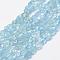 Natural Aquamarine Beads Strands, Tumbled Stone, Nuggets, 6~8x4~6mm, Hole: 1mm, 15.3 inch(39cm)