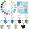 Glass Butterfly Pendant Locking Stitch Markers, with 304 Stainless Steel Leverback Earring Findings, Mixed Color, 3.3cm, 24pcs/set