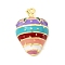 Brass Enamel Pendants, Golden, Strawberry, 20.5x13.5x7.5mm, Hole: 1.2mm