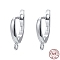 Anti-Tarnish Rhodium Plated 925 Sterling Silver Leverback Earrings, with 925 Stamp, Platinum, 17.5x11x3mm, Hole: 1.5mm, Pin: 0.7mm