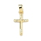 Brass Pendants, Cross Charms, Real 16K Gold Plated, 18.5x10x1.5mm, Hole: 4.5x3.5mm