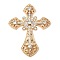 Alloy Crystal Rhinestone Cabochons, Cross, Golden, 72x55x5mm