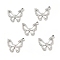 Alloy Rhinestone Pendants, Platinum Tone Hollow Out Butterfly Charms, Crystal, 20x22.5x2.8mm, Hole: 2mm