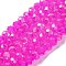 Baking Electroplate Glass Beads Strands, AB Color, Faceted, Round, Magenta, 10x8mm, Hole: 1mm, about 60~61pcs/strand, 46~48cm