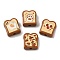 Printed Opaque Acrylic Beads, Toast, Mixed Color, 19x17.5x8.5mm, Hole: 3.5mm