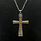 Platinum Alloy Rhinestone Cross Pendant Necklaces, Topaz