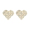 Rack Plating Brass Micro Pave Clear Cubic Zirconia Stud Earrings for Women, Cadmium Free & Lead Free, Long-Lasting Plated, Heart, Real 18K Gold Plated, 14.5x17mm