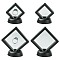 4Pcs 2 Styles Plastic 3D Floating Frame Display Holder, Thin Flim Coin Suspension Display Boxes, Square, Black, 5.1~6.9x5.1~6.9x5.4cm, 2pcs/style
