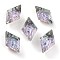 Embossed Glass Rhinestone Pendants, Rhombus, Faceted, Vitrail Light, 13x8x4.2mm, Hole: 1.2mm