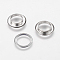 Brass Eyelets Ring, Rivet Snaps, Platinum, 15x3.8mm, Hole: 10mm