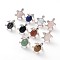 Tortoise Platinum Tone Brass Natural & Synthetic Mixed Stone Wide Band Finger Rings, 17mm
