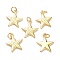 Brass Pendants, with Jump Rings, Long-Lasting Plated, Star, Real 18K Gold Plated, 17x15x2mm, Jump Ring: 5x1mm, 3mm Inner Diameter