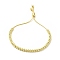 Rack Plating Brass Round Bead Slider Bracelets for Women, Long-Lasting Plated, Nickel Free & Lead Free, Real 18K Gold Plated, 0.1cm, Inner Diameter: 1-1/2~2-3/4 inch(3.8~7cm)