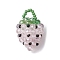 Glass Seed Beaded Pendants, Strawberry, Thistle, 26x18x18mm, Hole: 4x5mm
