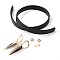 PU Leather Bag Handles Set, with Alloy and Iron Finding, for DIY Handbag Handles Making Supplie, Black, 62.4x1.9x0.3cm, Hole: 3mm