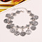 Alloy Charm Bracelets, Imitate Coin, Flat Round, Antique Silver, 7-1/8 inch(18cm)