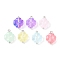 7Pcs 7 Colors Transparent Spray Painted Glass Charms, Clover, with Brass Ball Head Pins, Platinum, 14.5x10x5mm, Hole: 1.8mm, 1pc/color