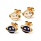 Ion Plating(IP) Enamel Planet with Star Stud Earrings with 316 Surgical Stainless Steel Pins, Gold Plated 304 Stainless Steel Jewelry for Women, Mixed Color, 8.5x11.5mm, Pin: 0.8mm