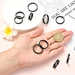 18 шт. 6 стиля 201 нержавеющая сталь рифленые кольца для пальцев&nbsp;RJEW-SC0001-33EB