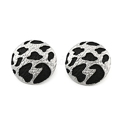 Леопардовый принт латунные эмалевые серьги-гвоздики для женщин&nbsp;EJEW-U055-15A-P