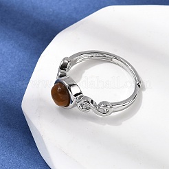 Натуральный тигровый глаз кольца палец&nbsp;RJEW-A084-04P-06