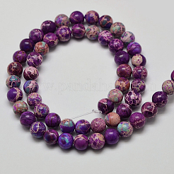 Натуральная имперская яшма с круглыми нитями из бисера&nbsp;G-I103-6mm-02