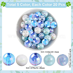 100шт набор непрозрачных акриловых бусин 5 цветов&nbsp;MACR-SP0001-60A