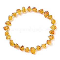 Эластичные браслеты из натуральных янтарных бусин для женщин&nbsp;BJEW-JB13294