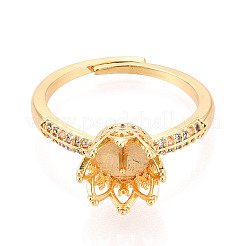 Закрепка колец-штифтов в форме короны из латуни с микропаве из прозрачного кубического циркония&nbsp;X-KK-T076-18G