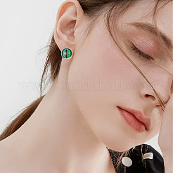 50 шт. плоские круглые серьги-гвоздики из нержавеющей стали 304&nbsp;STAS-BBC0005-84D