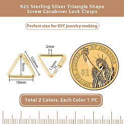 2шт 2 цвета 925 стерлингового серебра 2шт 2 цветов 925 стерлингового серебра запирающийся карабин&nbsp;STER-GA0001-04A