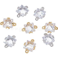 12шт 2 цвета латунные микро проложить прозрачные кубические циркониевые звенья&nbsp;KK-BC0007-45