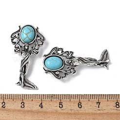 Подвески из латуни и синтетической бирюзы в форме ангела&nbsp;KK-D361-02AS-13