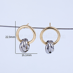 Двухцветные латунные витые серьги-кольца&nbsp;CZ4094