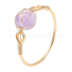 Круглые натуральные кольца с розовым кварцем&nbsp;RJEW-JR00816