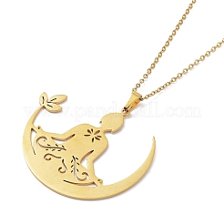 Ожерелье с подвеской в виде человека из нержавеющей стали 201 с цепочками из тросов&nbsp;NJEW-Q317-09G