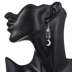 Серьги-подвески из натурального розового кварца&nbsp;EJEW-JE06776-02