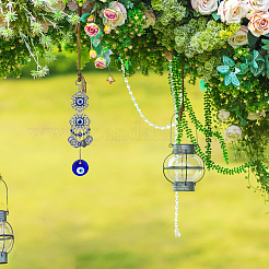 2 шт. плоский круглый стеклянный турецкий синий кулон от сглаза украшение HJEW-DC0001-09