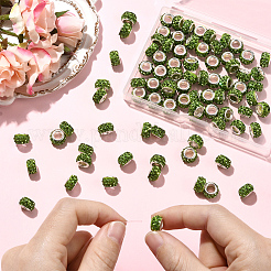 80 шт. полимерная глина со стразами европейские бусины с большими отверстиями с серебряными латунными сердечниками&nbsp;FPDL-LT0001-02B