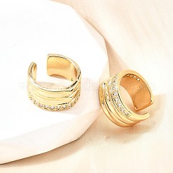 Латунные серьги-манжеты из прозрачного кубического циркония&nbsp;EJEW-F370-18G