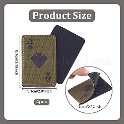 4шт. игральная карта туз пик светоотражающие нейлоновые и полиэстеровые липучки&nbsp;AJEW-GA0009-03A