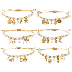 6шт. браслеты с подвесками из нержавеющей стали 304&nbsp;BA2405-1